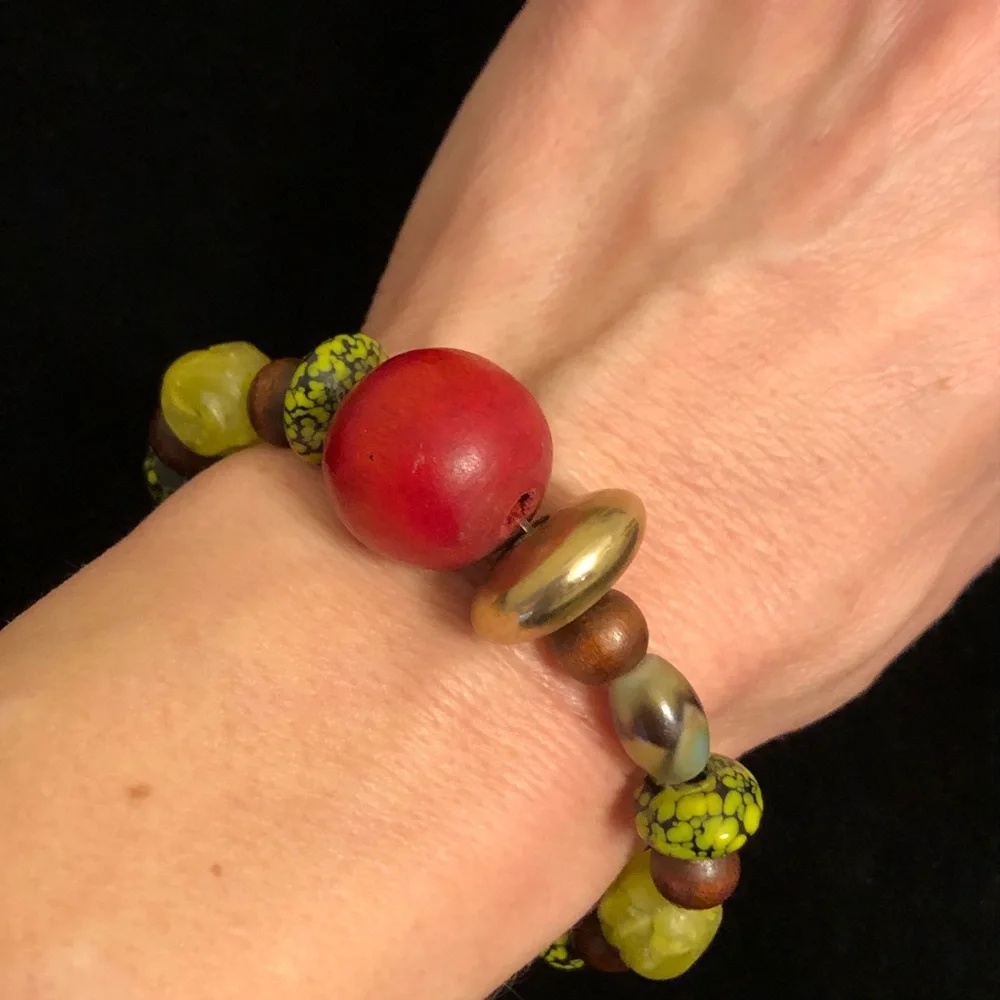 Colorful Beaded Bracelet with Elephant Charm